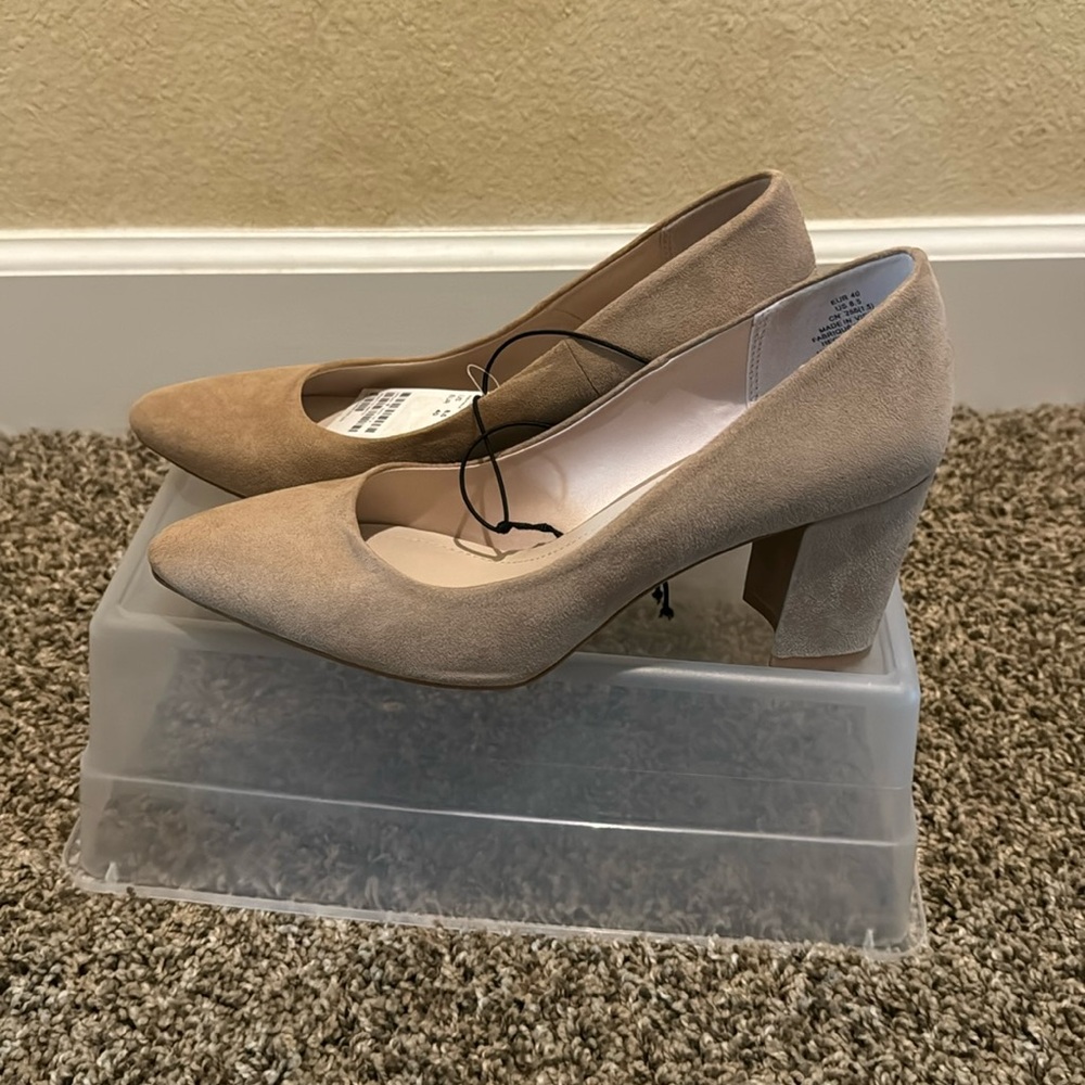 Tan color HNM Suede 3” Heels shoes